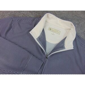 Donald Ross Pullover Mens Medium Blue Gingham Check 1/4 Zip Golf Sweater Sport